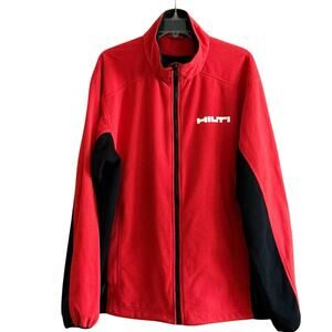 Hilti fleece zip front jacket red white black men’s 2XLT 2X tall windbreaker